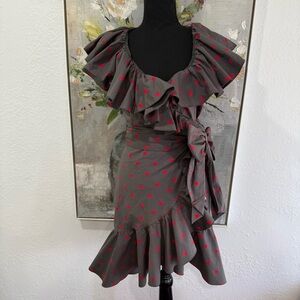 Tara Subkoff for Bebe Heart Ruffle Dress Hearts Valentine’s Day size Xs
